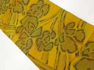 手織り紬抽象草花模様織出し名古屋帯